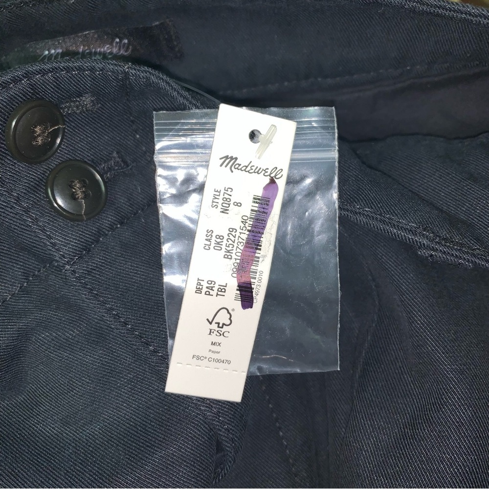 Madewell Harlow Wide Leg Trouser Pants Drapey Twill Black Pleated Cotton Linen 8 - Picture 7 of 9